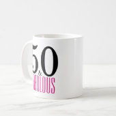 Cute 50 en Fabulous Birthday Gift Mok Pink/Black (Voorkant links)