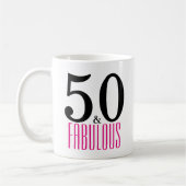 Cute 50 en Fabulous Birthday Gift Mok Pink/Black (Links)