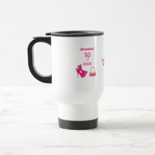 Cute 50e verjaardag Roze hoge hakken naam cadeau  Reisbeker