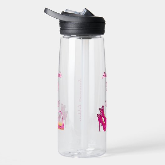Cute 50th Birthday Hot Pink High Heels Name Gift  Waterfles (Rechts)