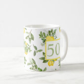 Cute 50th Birthday Lemon Citrus Botanical Koffiemok (Voorkant rechts)