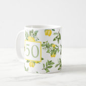 Cute 50th Birthday Lemon Citrus Botanical Koffiemok (Voorkant links)