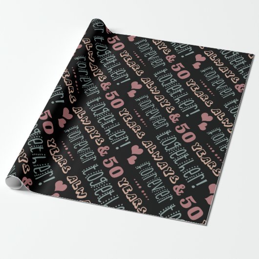 Cute 50th Wedding Jubileum Cadeaupapier (Uitgerold)
