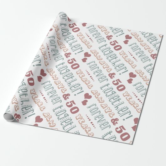 Cute 50th Wedding Jubileum Cadeaupapier (Uitgerold)