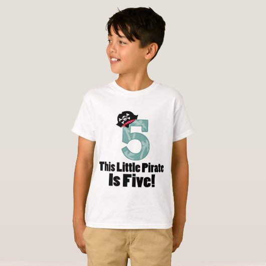 Cute 5th Birthday Pirate T-shirt (Voorkant volledig)