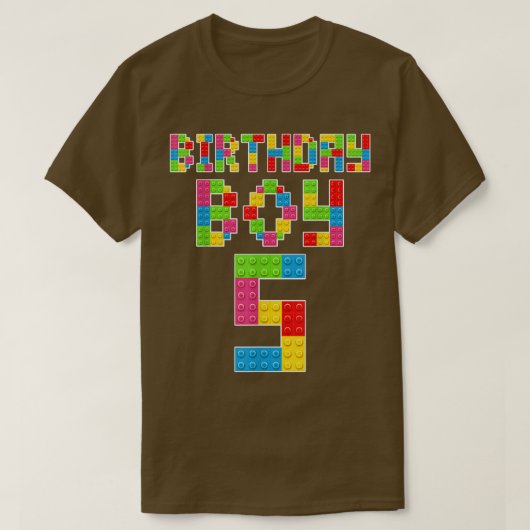Cute 5th Birthday T-shirt 5 Year Old Block Buildin (Design voorkant)