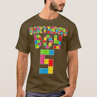 Cute 5th Birthday T-shirt 5 Year Old Block Buildin