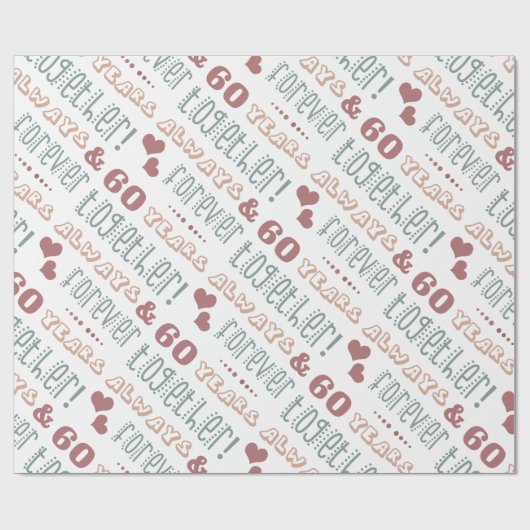 Cute 60th Wedding Jubileum Cadeaupapier (Vlak)