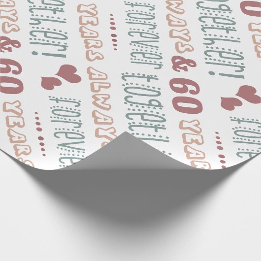 Cute 60th Wedding Jubileum Cadeaupapier (Hoek)