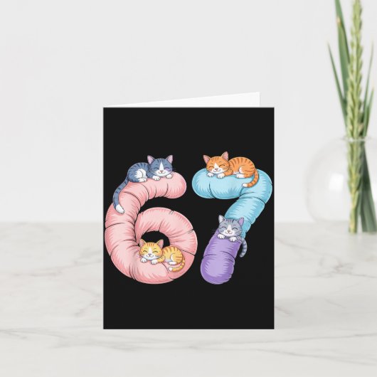 Cute 67 Cat Meme Design  Kaart (Voorkant)