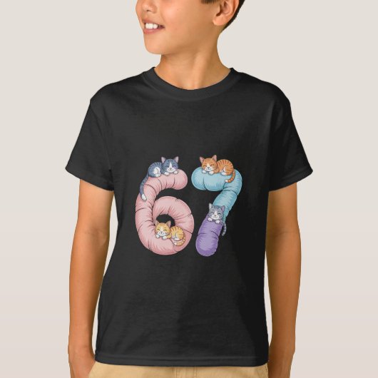 Cute 67 Cat Meme Design  T-shirt (Voorkant)