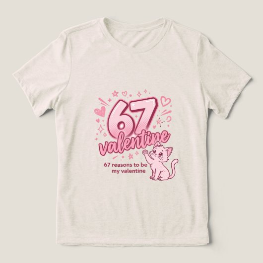 Cute 67 valentine catT-Shirt Tri-Blend Shirt (Design voorkant)