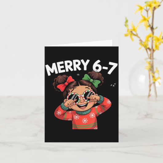 Cute 6 7 Six Seven Meme Christmas Women Men Kids Kaart (Gele Bloem)