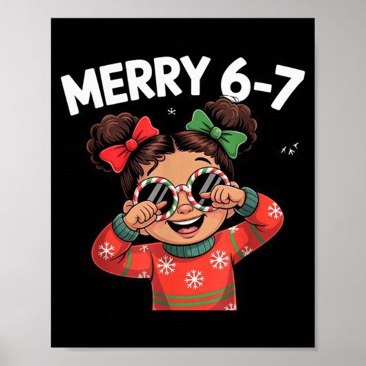 Cute 6 7 Six Seven Meme Christmas Women Men Kids  Poster (Voorkant)