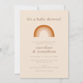 Cute 70s Rainbow Neutral Terracotta Baby shower Kaart (Voorkant)
