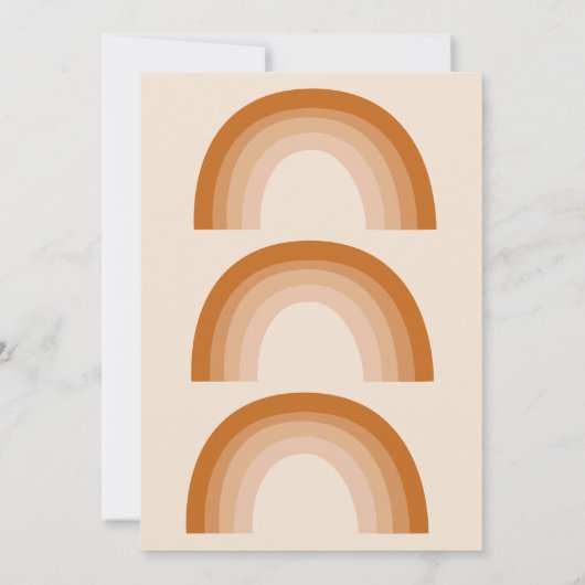 Cute 70s Rainbow Neutral Terracotta Baby shower Kaart (Achterkant)