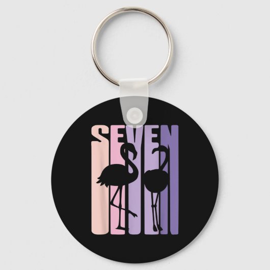 Cute 7th Birthday Gift I Flamingo I 7 YYYY Sleutelhanger (Voorkant)