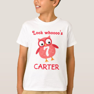 Cute 7th Birthday Unisex Red Owl A07 T-shirt