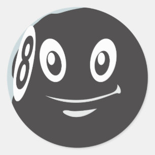 Cute 8 Ball Billiard Cartoon Ronde Sticker