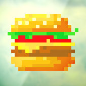 Cute 8-bit Pixel Art Burger Fun Geek Fast Food Raamsticker (Vel 3)