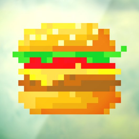 Cute 8-bit Pixel Art Burger Fun Geek Fast Food Raamsticker (Vel 3)