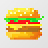 Cute 8-bit Pixel Art Burger Fun Geek Fast Food Raamsticker (Vel)