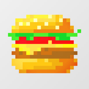 Cute 8-bit Pixel Art Burger Fun Geek Fast Food Raamsticker