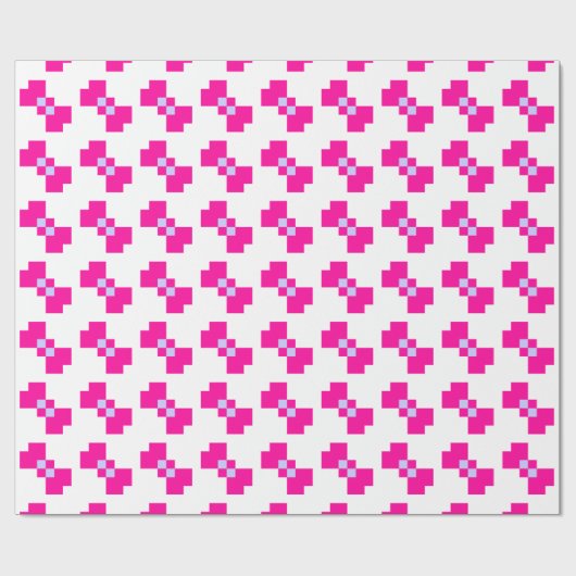 Cute 8 Bit Pixel Bow Cadeaupapier (Vlak)