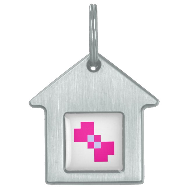 Cute 8 Bit Pixel Bow Huisdieren Naamplaatje (Voorkant)