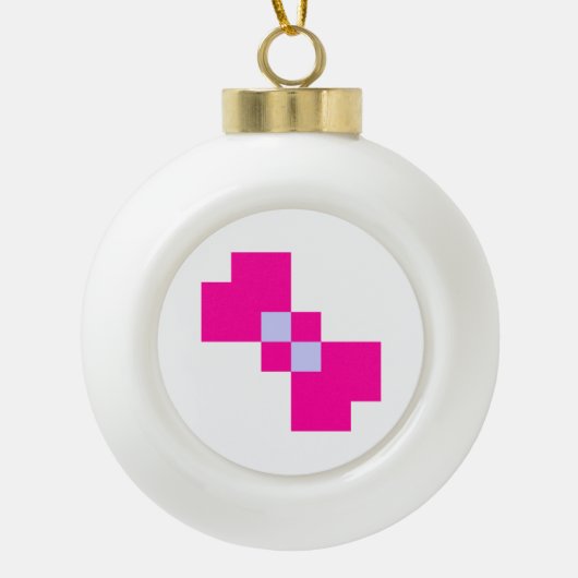 Cute 8 Bit Pixel Bow Keramische Bal Ornament (Voorkant)