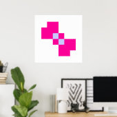 Cute 8 Bit Pixel Bow Poster (Thuiskantoor)