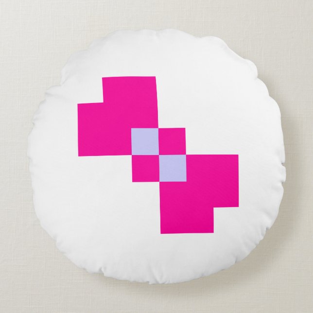 Cute 8 Bit Pixel Bow Rond Kussen (Voorkant)
