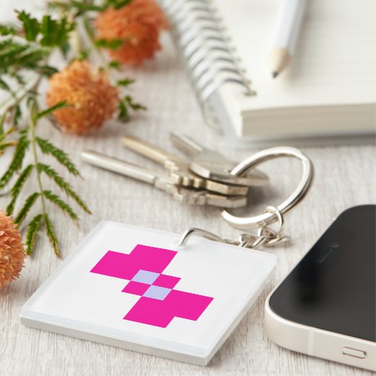 Cute 8 Bit Pixel Bow Sleutelhanger (Voorkant Rechts)