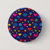 Cute 8-Bit Pixel Gaming Retro Embleem Speld Ronde Button 5,7 Cm (Voorkant)