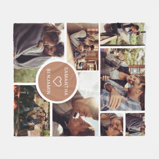 Cute 8 Photo Collage Vacation Camping Personalized Fleece Deken (Voorkant (Horizontaal))