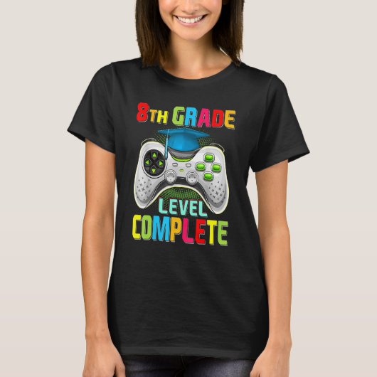 Cute 8e graad Complete Gamer Afstuderen Vid T-shirt (Voorkant)