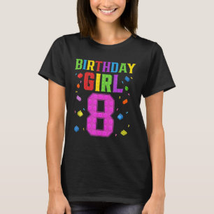Cute 8th Birthday 8 Years Old Block Building Girl T-shirt