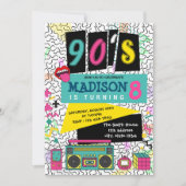 Cute 90s themagefeestuitnodiging kaart (Voorkant)