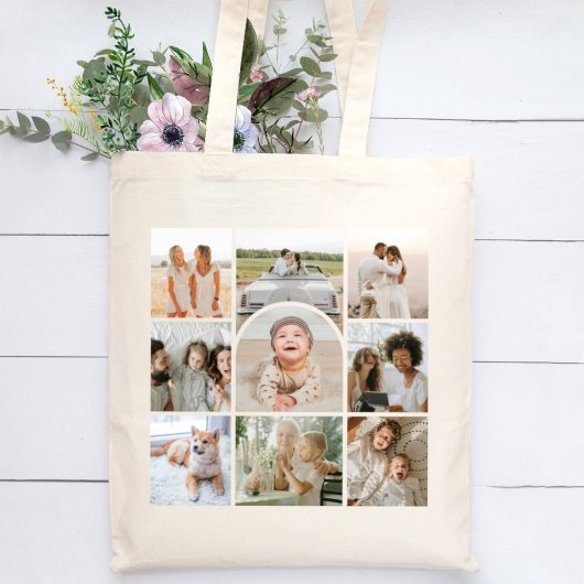 Cute 9 Multi Foto Collage Boog Tote Bag