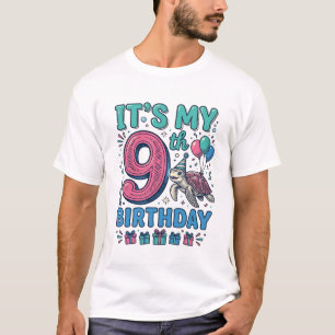 Cute 9e Verjaardag Schildpad Vintage Kids T-shirt