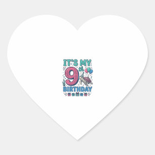 Cute 9e Verjaardag Schildpad Vintage Kids T-shirt  Hart Sticker