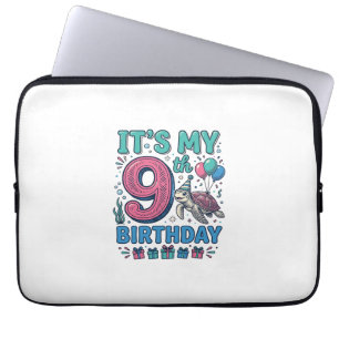 Cute 9e Verjaardag Schildpad Vintage Kids T-shirt  Laptop Sleeve