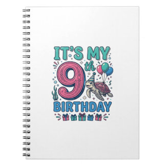 Cute 9e Verjaardag Schildpad Vintage Kids T-shirt  Notitieboek