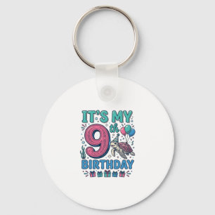 Cute 9e Verjaardag Schildpad Vintage Kids T-shirt Sleutelhanger