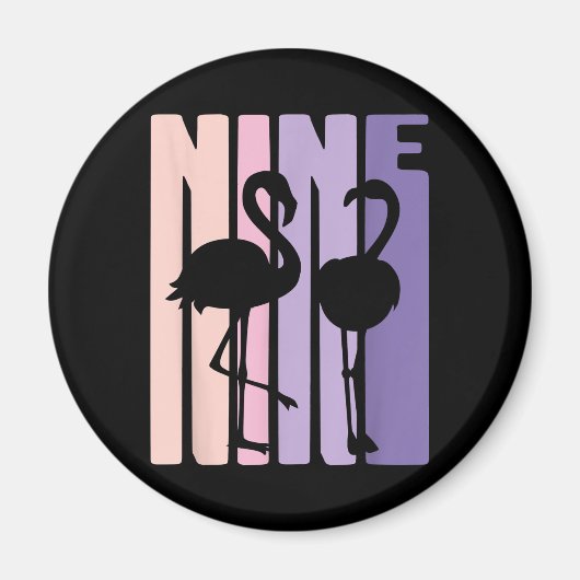 Cute 9th Birthday Gift I Flamingo I 9 Yrd Magneet (Voorkant)