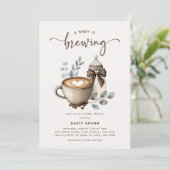 Cute 'a Baby is Brewing' Coffee Baby Shower Kaart (Staand voorkant)