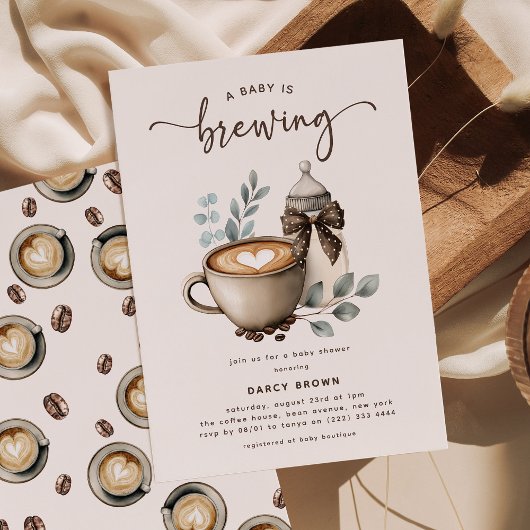 Cute 'a Baby is Brewing' Coffee Baby Shower Kaart