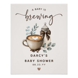Cute 'a Baby is Brewing' Coffee Baby Shower Perfect Poster