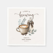 Cute 'a Baby is Brewing' Coffee Baby Shower Servet (Voorkant)
