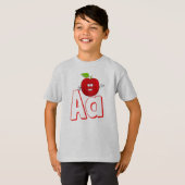 Cute A for Apple - Kinder ABCD English alfabet T-shirt (Voorkant volledig)